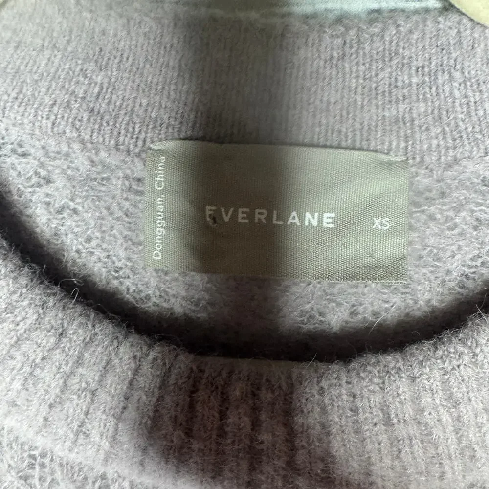 Everlane Women’s Alpaca Wool Blend Crewneck Sweater XS Gray Textured Knit
